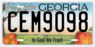 GA license plate CEM9098
