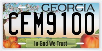 GA license plate CEM9100