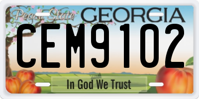 GA license plate CEM9102