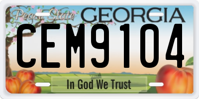 GA license plate CEM9104