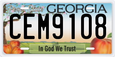 GA license plate CEM9108