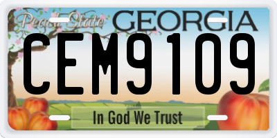 GA license plate CEM9109