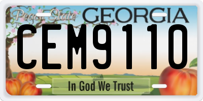 GA license plate CEM9110