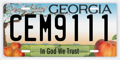 GA license plate CEM9111