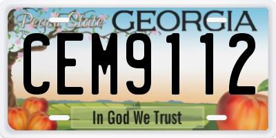 GA license plate CEM9112