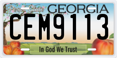 GA license plate CEM9113