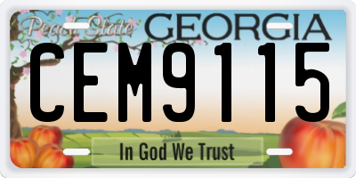 GA license plate CEM9115