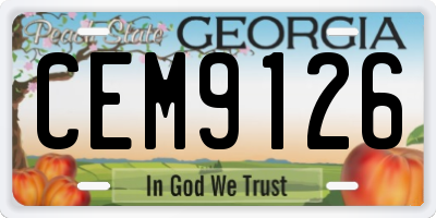 GA license plate CEM9126