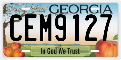 GA license plate CEM9127