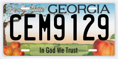 GA license plate CEM9129