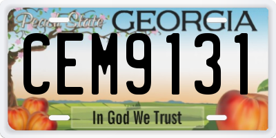 GA license plate CEM9131