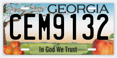GA license plate CEM9132