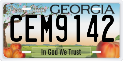 GA license plate CEM9142