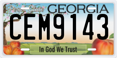 GA license plate CEM9143