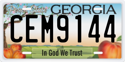GA license plate CEM9144