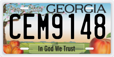 GA license plate CEM9148