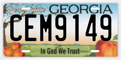 GA license plate CEM9149