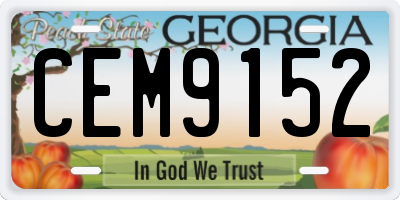 GA license plate CEM9152