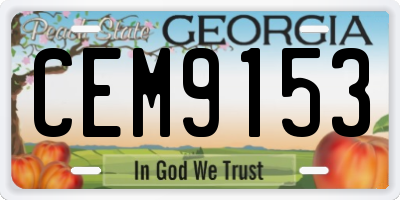 GA license plate CEM9153