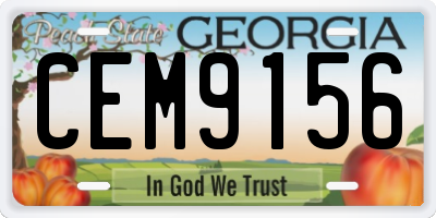 GA license plate CEM9156