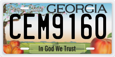 GA license plate CEM9160