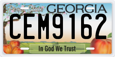 GA license plate CEM9162