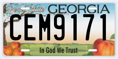 GA license plate CEM9171