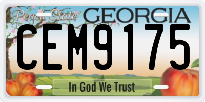 GA license plate CEM9175