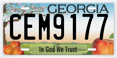 GA license plate CEM9177