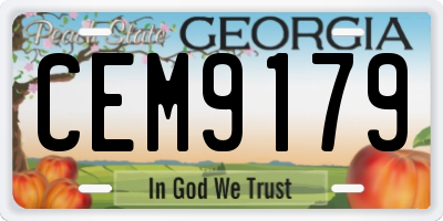 GA license plate CEM9179