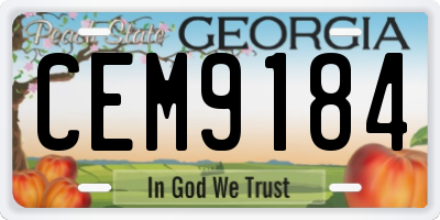 GA license plate CEM9184