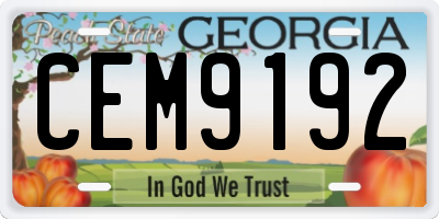 GA license plate CEM9192