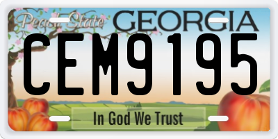GA license plate CEM9195