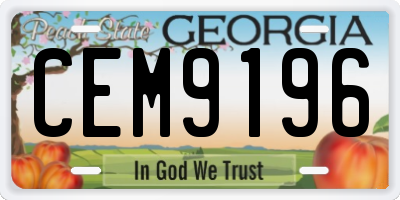 GA license plate CEM9196
