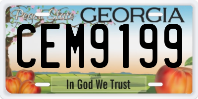 GA license plate CEM9199