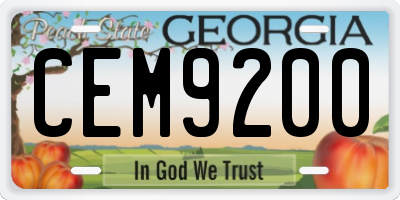 GA license plate CEM9200