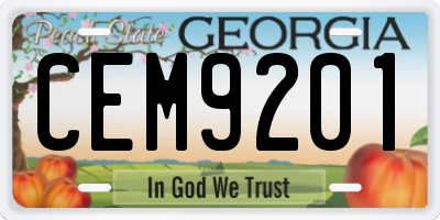 GA license plate CEM9201