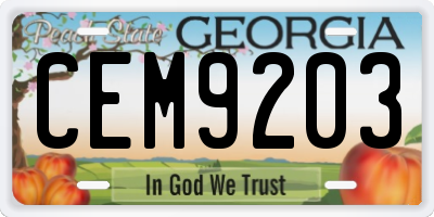 GA license plate CEM9203