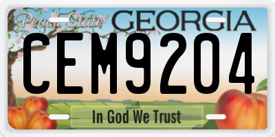 GA license plate CEM9204