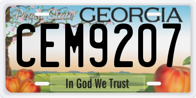 GA license plate CEM9207