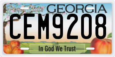 GA license plate CEM9208