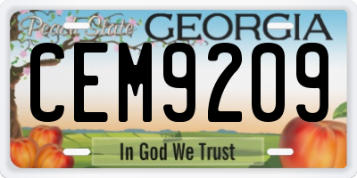 GA license plate CEM9209