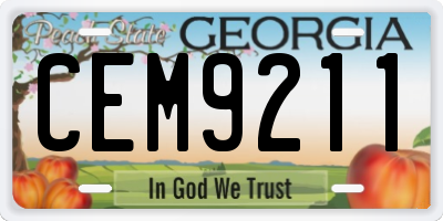 GA license plate CEM9211