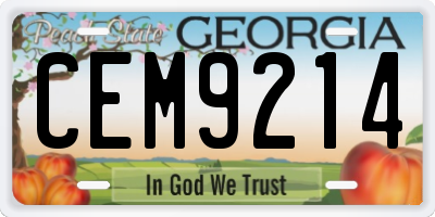 GA license plate CEM9214