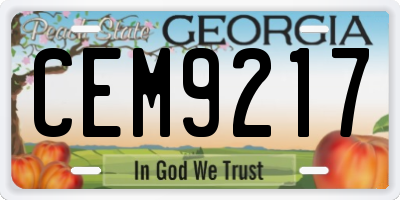 GA license plate CEM9217