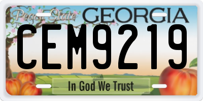 GA license plate CEM9219