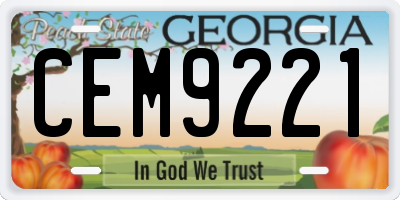 GA license plate CEM9221