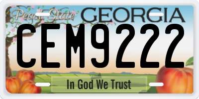 GA license plate CEM9222