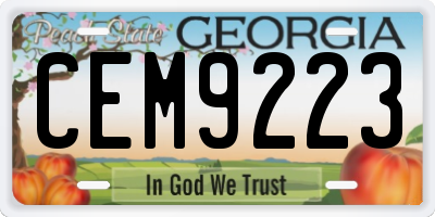 GA license plate CEM9223