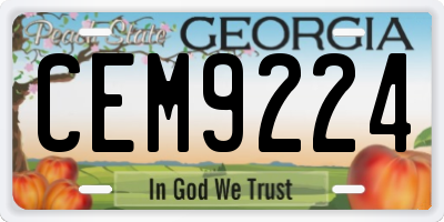 GA license plate CEM9224